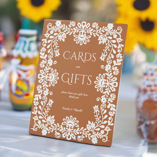 Talavera terracotta Mexikanischer Hochzeitstisch Sockelschild (Talavera terracotta Mexican fiesta wedding gift table Pedestal Sign personalized talavera signs)