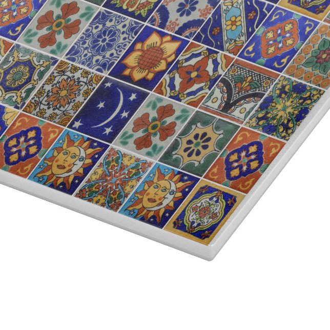 Talavera Tile Image Southwest Style Glass Schneidebrett (Ecke)