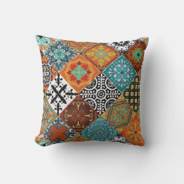 Talavera Tles Turquoise Teal Orange Black White Kissen