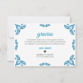 Talavera Turquoise Minimalist Spanish Wedding Dankeskarte