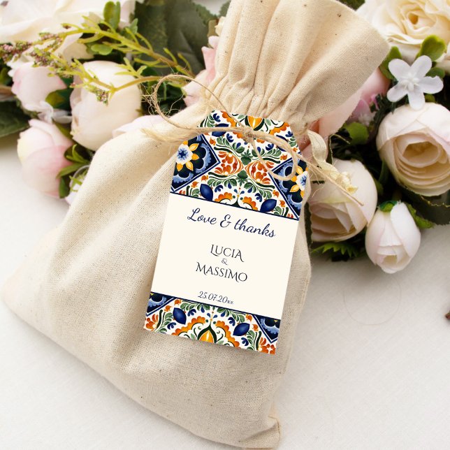 Talavera Vintage mexikanische Hochzeit danke Ihnen Geschenkanhänger (Talavera vintage Mexican wedding thank you favor Gift Tags)