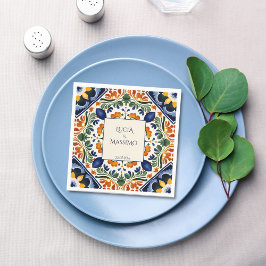 Talavera Vintages mexikanisches Hochzeitsmonogramm Serviette