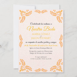 Talavera Yellow Floral Minimalist Spanish Wedding Einladung