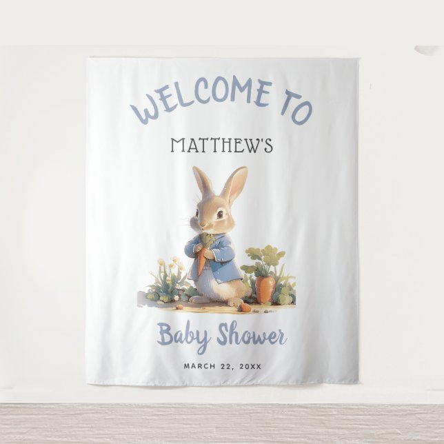 Tale Peter Rabbit Boy Baby Dusche Wandteppich (Vorderseite)