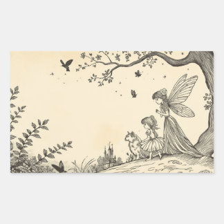  Tale–Themed Black and White Painting Images Rechteckiger Aufkleber