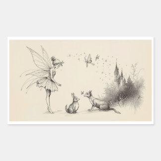  Tale–Themed Black and White Painting Images Rechteckiger Aufkleber
