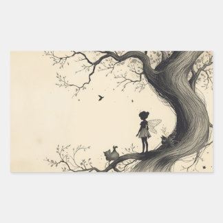  Tale–Themed Black and White Painting Images Rechteckiger Aufkleber