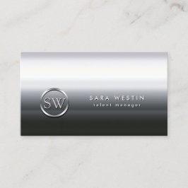 Talent Manager Chrome Bold Monogram Business Card Visitenkarte
