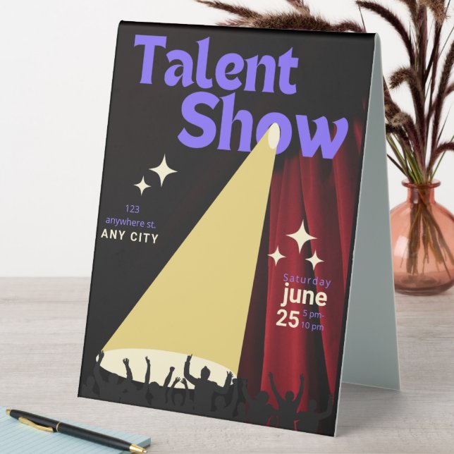Talent Show Flyer, Flyer anzeigen, Talentwettbewer Tischaufsteller (In Situ (Tisch))