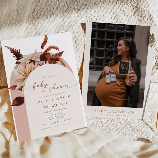 TALIA Bohemisch Terracotta Blush Arch Babydusche Einladung (Von Creator hochgeladen)