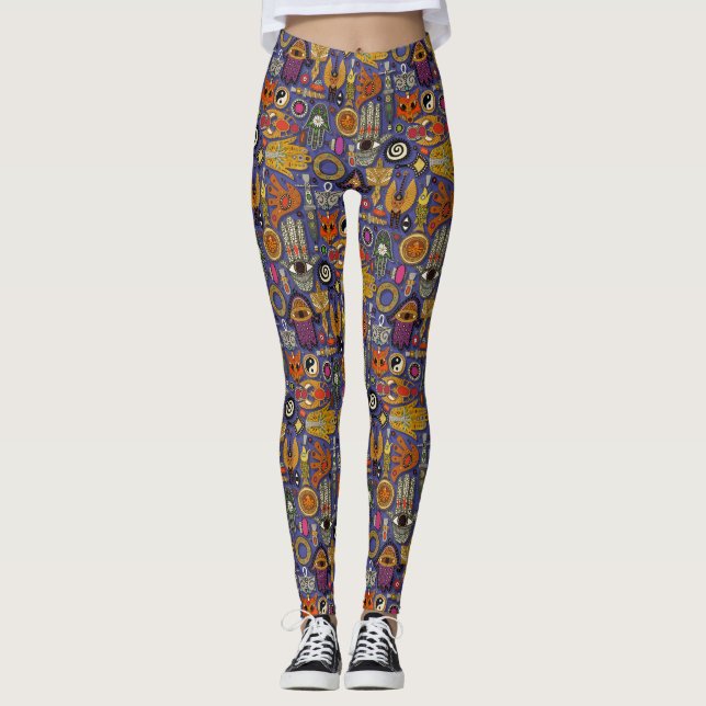 TALISMANS violett-blaue Leggings (Vorderseite)
