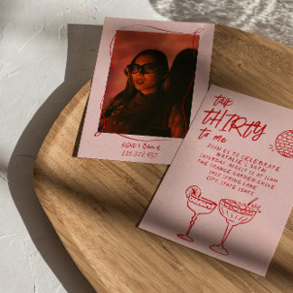 Talk 30 Red Pink Gezeichnet 30. Foto Spaß Geburtst Einladung