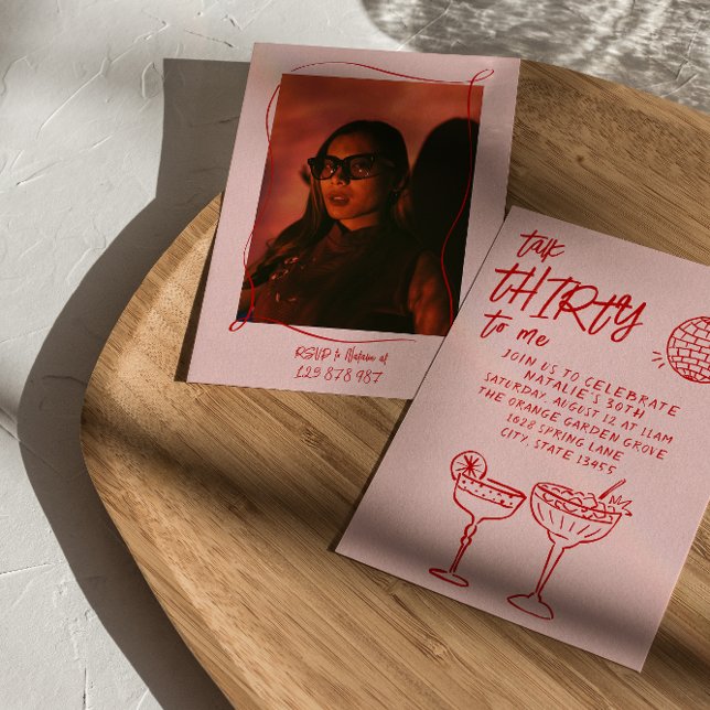 Talk 30 Red Pink Gezeichnet 30. Foto Spaß Geburtst Einladung (Von Creator hochgeladen)