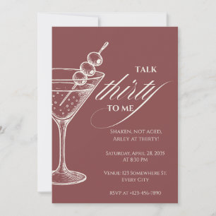 Talk 30 to Me Minimalist Martini 30. Geburtstag Einladung