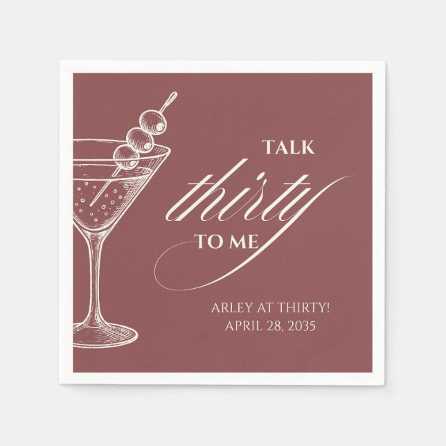Talk 30 to me Modern Minimalist 30th Birthday  Serviette (Vorderseite)