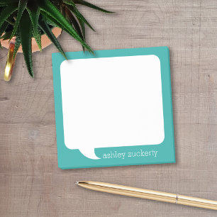 Talk Bubble with Name - CAN EDIT teal blue Post-it Klebezettel