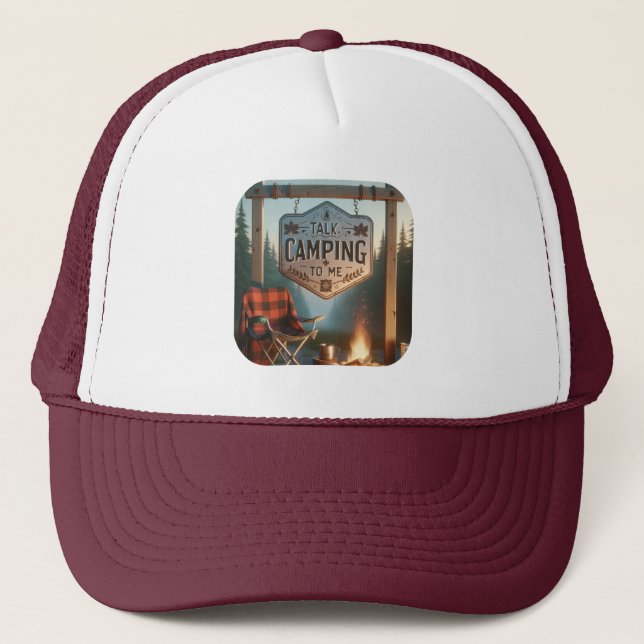 Talk Camping to Me – Campsite Trucker Hat Classic Truckerkappe (Vorderseite)