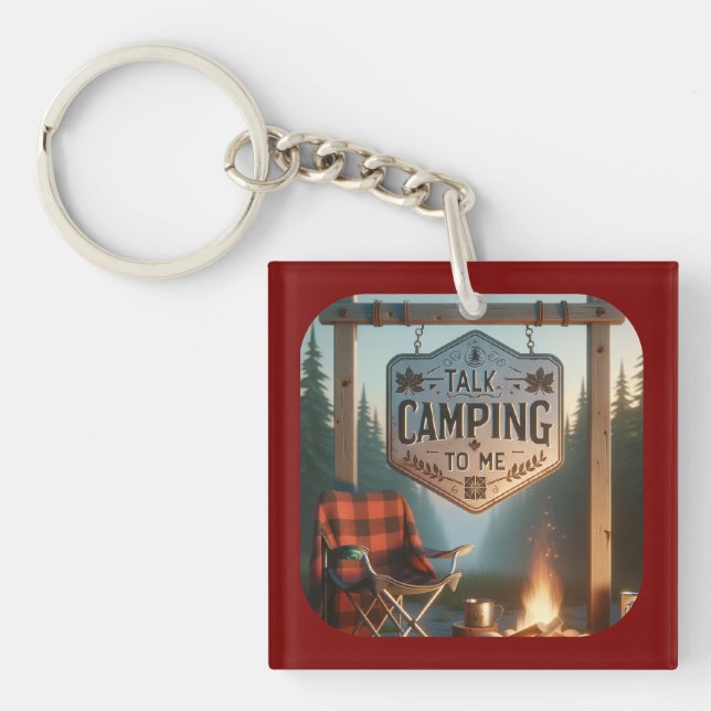 Talk Camping to Me – Keychain Adventure Gear Schlüsselanhänger (Vorderseite)
