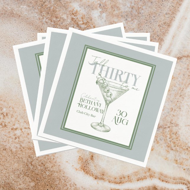 Talk Thirty To Me Martini Cocktail 30th Birthday Serviette (Celebrate the big 3-0 with this stylish Talk Thirty To Me Martini Cocktail 30th Birthday Napkins! )