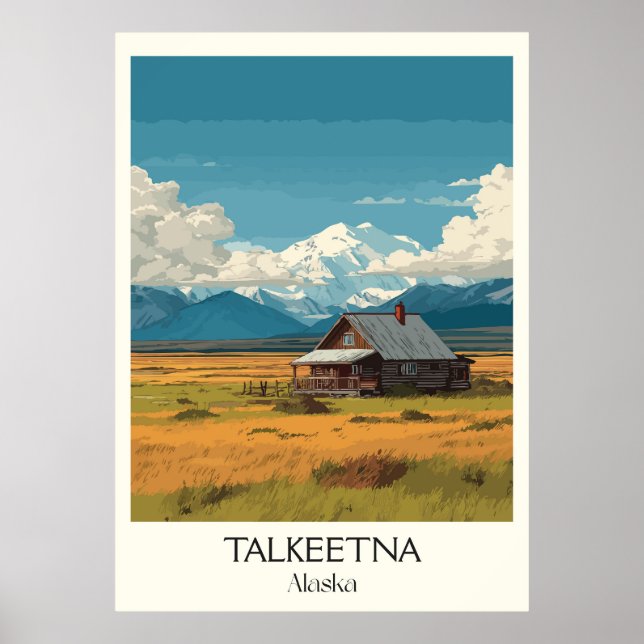 Talkeetna Alaska Cabin Mountain Landscape Poster (Vorne)