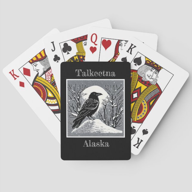 Talkeetna Alaska Raven in Snow Spielkarten (Rückseite)