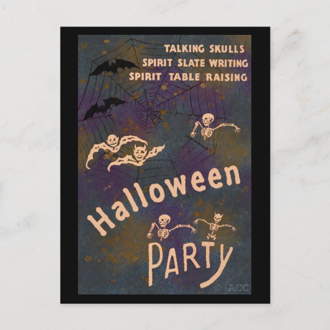 Talking Skulls Spirit Writing Halloween-Party Einladungspostkarte (Vorderseite)