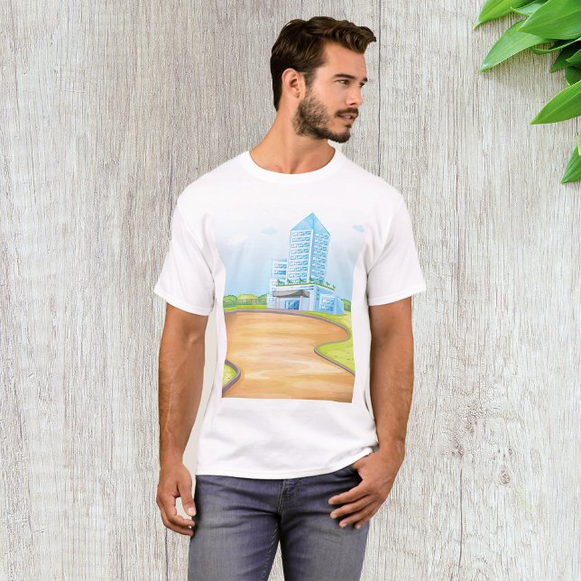 Tall Blue Gebäude Mens T - Shirt (Von Creator hochgeladen)