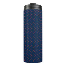 Tall blue travel mug with a black lid thermosbecher