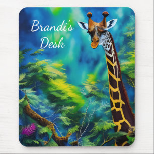 Tall Giraffe in den Bäumen Mousepad