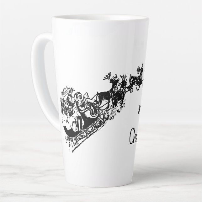 Tall Latte Christmas Mug, Black and White Xmas Mug (Angle gauche)
