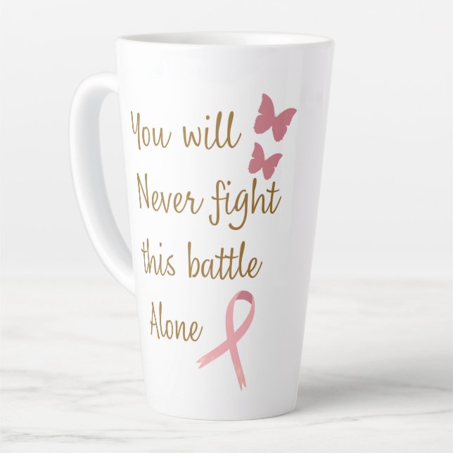 Tall Latte Mug, Cancer Inspiré, Pink Ribbon Mug (Angle gauche)