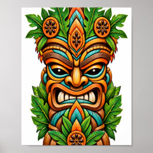 Tall Palm Crown Tiki Poster