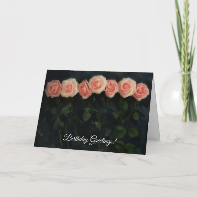 Tall Peachy Rose Roses Art Carte Anniversaire (Devant)