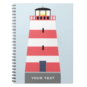 Tall Red and White Lighthouse Personalisiert Notizblock