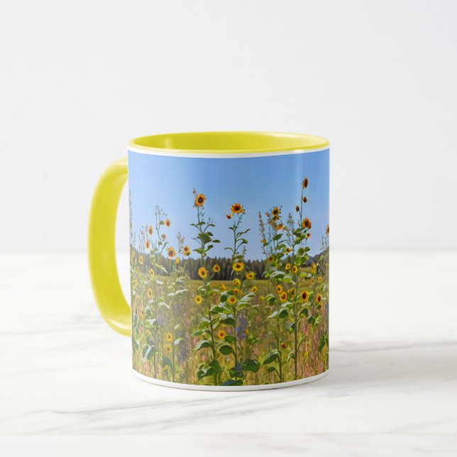 Tall Sunflowers Fleurs Jaunes sur une Mug d'art ag (Devant gauche)