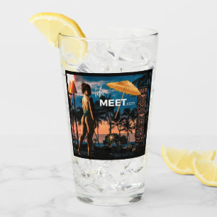 Tall TikiMeet.com Glass with Island Girl Glas