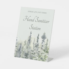 Tall Timber Evergreen Trees Wedding Hand Sanitizer Sockelschild