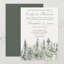 Tall Timber Watercolor Evergreen Trees Wedding