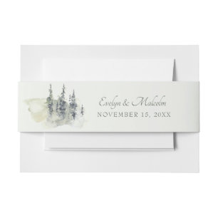 Tall Timber Watercolor Evergreen Trees Wedding Einladungsbanderole