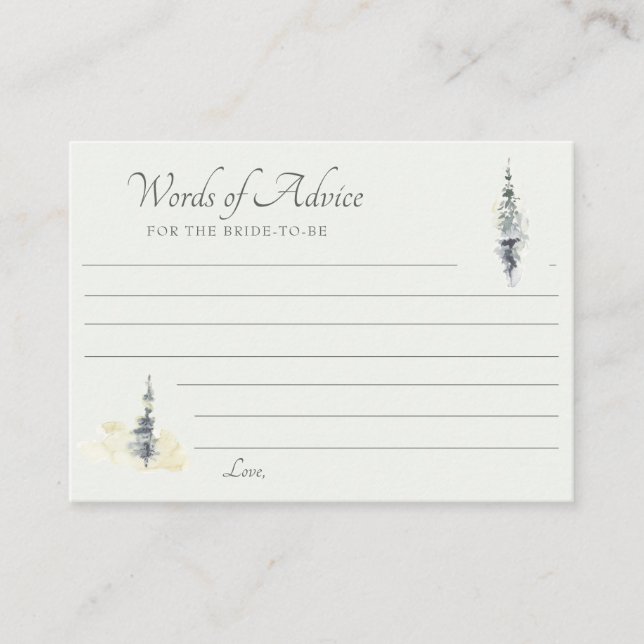 Tall Timber Watercolor Evergreen Trees Wedding Hinweiskarte (Vorderseite)