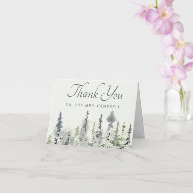Tall Timber Watercolor Evergreen Trees Wedding Karte (Orchidee)