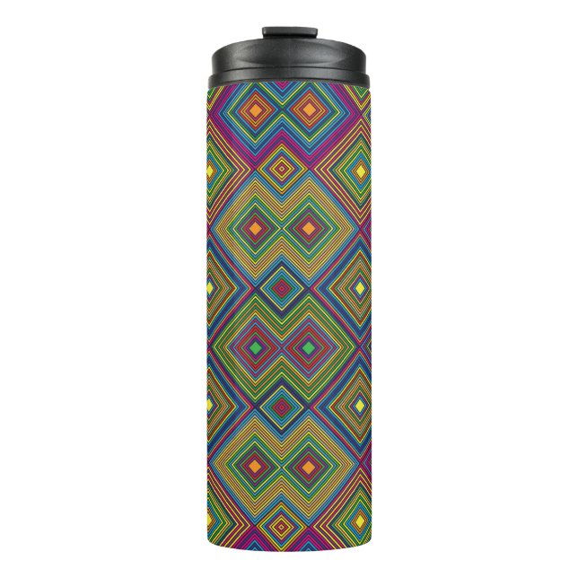 Tall travel mug with a vibrant geometric pattern  thermosbecher (Vorderseite)