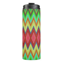Tall tumbler featuring vibrant zigzag patterns thermosbecher