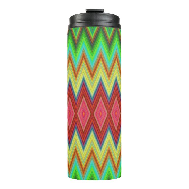 Tall tumbler featuring vibrant zigzag patterns  thermosbecher (Vorderseite)