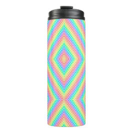 Tall tumbler with a black lid features a vibrant thermosbecher