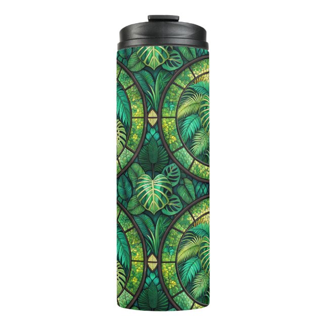 Tall tumbler with lush green tropical leaves  thermosbecher (Vorderseite)