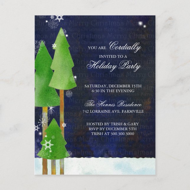 Tall Winter Trees Holiday Bash Invitation Carte po (Devant)