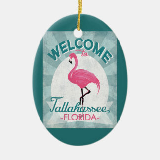 Tallahassee Florida Pink Flamingo Retro Keramik Ornament