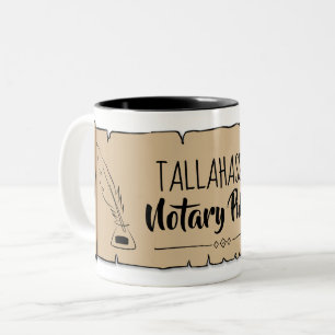 Tallahassee Notary Public Scroll Feather Quill Zweifarbige Tasse