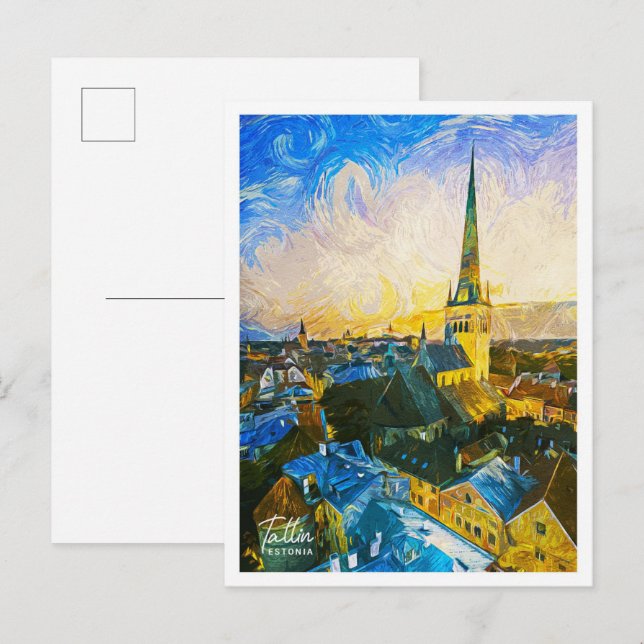 Tallin Estland Schöne Öl Paint Landschaft Postkarte (Vorne/Hinten)